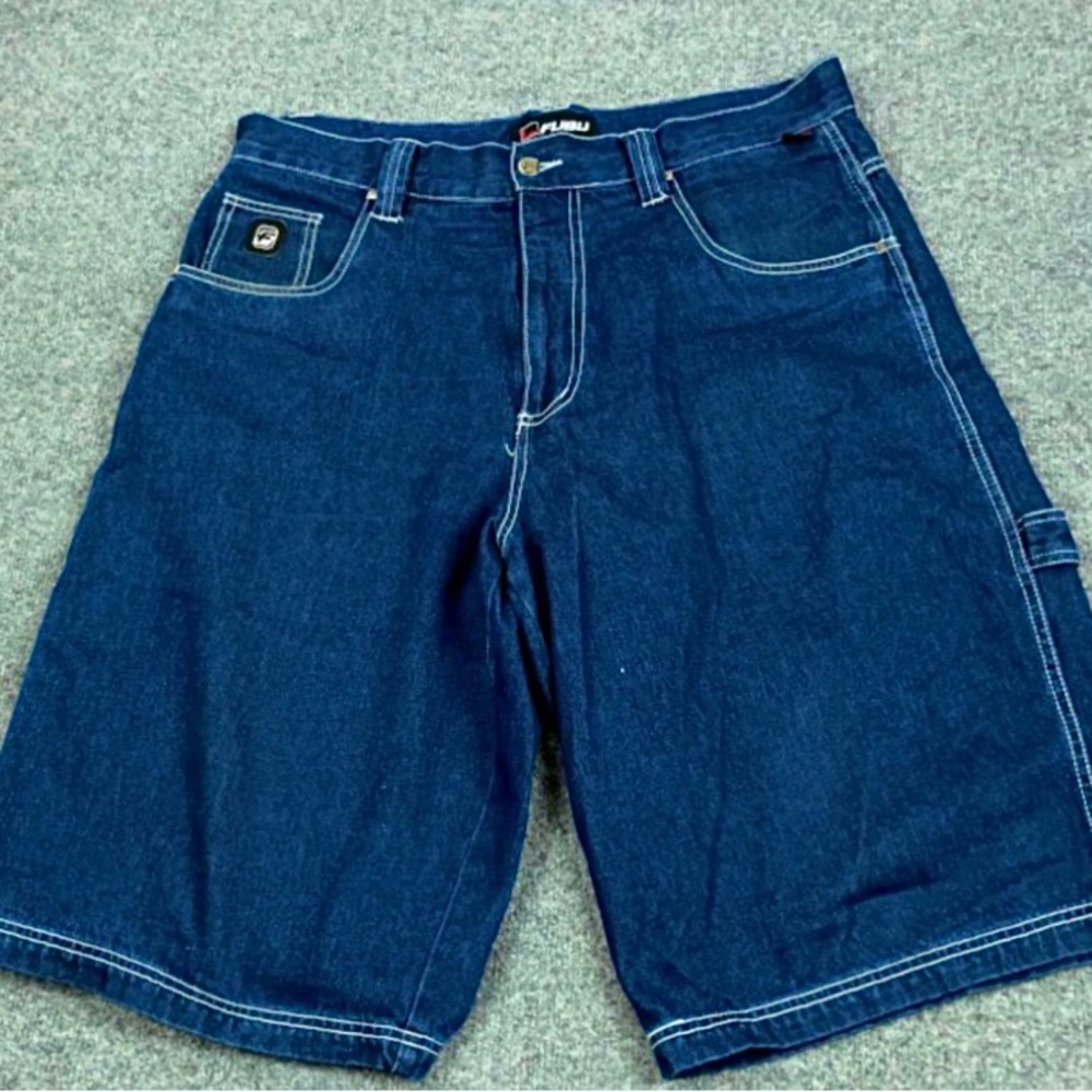 Blue baggy carpenter jorts
